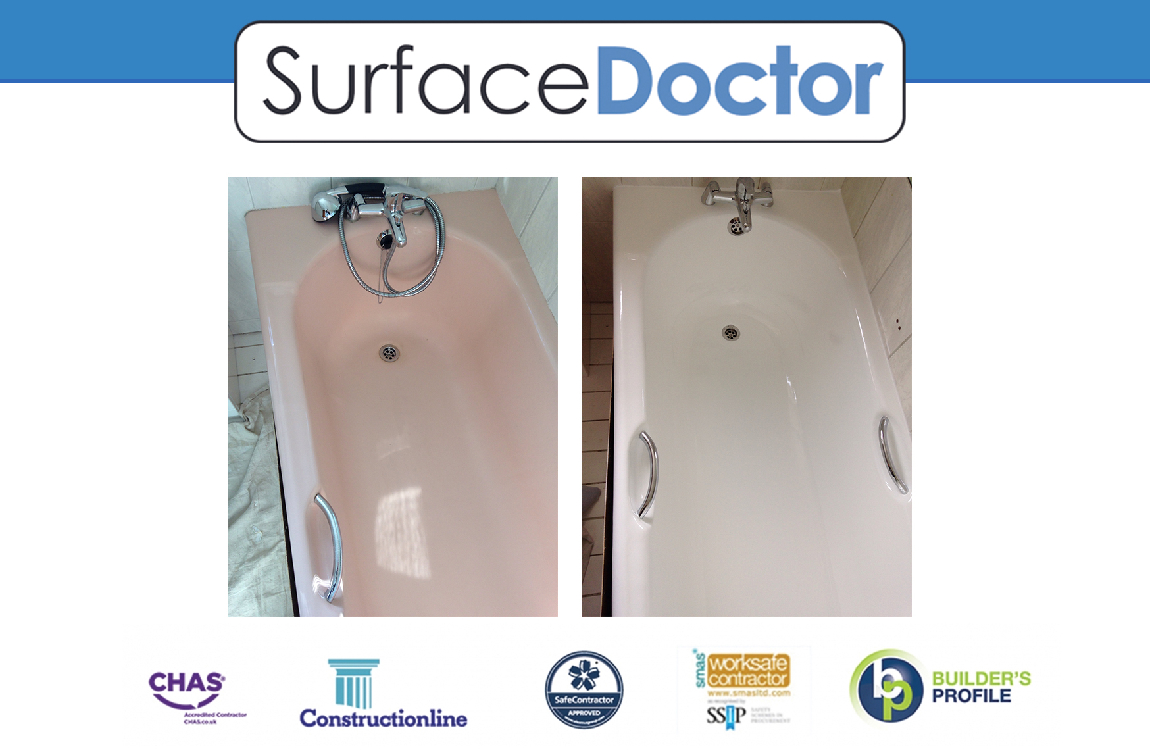 Bath chip repair Bristol - before and after on a cast iron bath in Redland